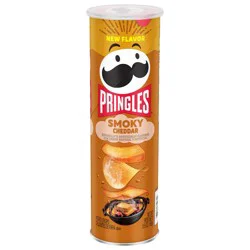 Pringles Potato Crisps Chips, Lunch Snacks, Smoky Cheddar, 5.5oz Can, 1 Can