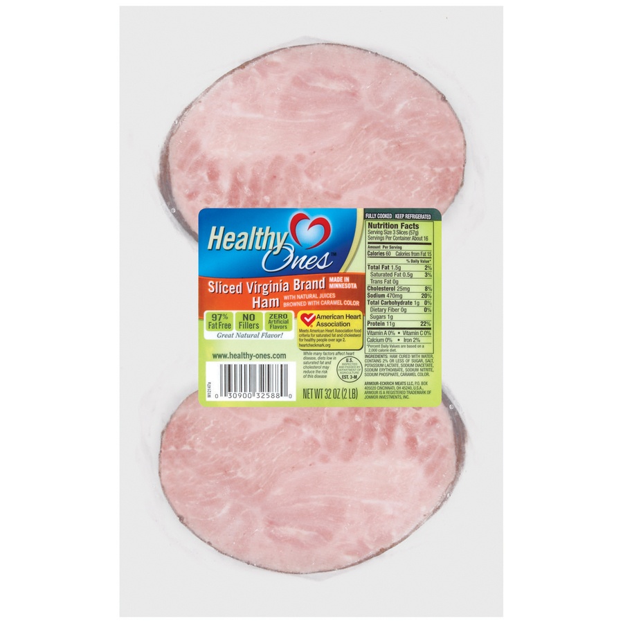 slide 1 of 1, Healthy Ones Sliced Virginia Brand Ham, 2 lb