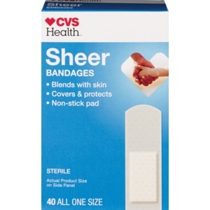 slide 1 of 1, CVS Health Sheer Bandages, One Size, 40 ct