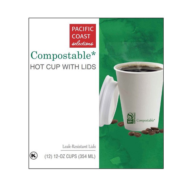 slide 1 of 1, Pacific Coast Selections, Compostable Hot Cups, 12 ct