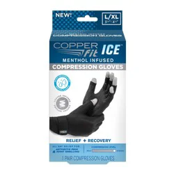 Copper Fit Ice Unisex Relief + Recovery Moderate L/XL Compression Gloves - 1 Pair