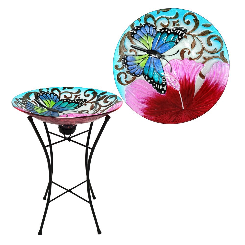 slide 1 of 1, Hd Designs Outdoors Handpainted Butterfly Birdbath, 1 ct