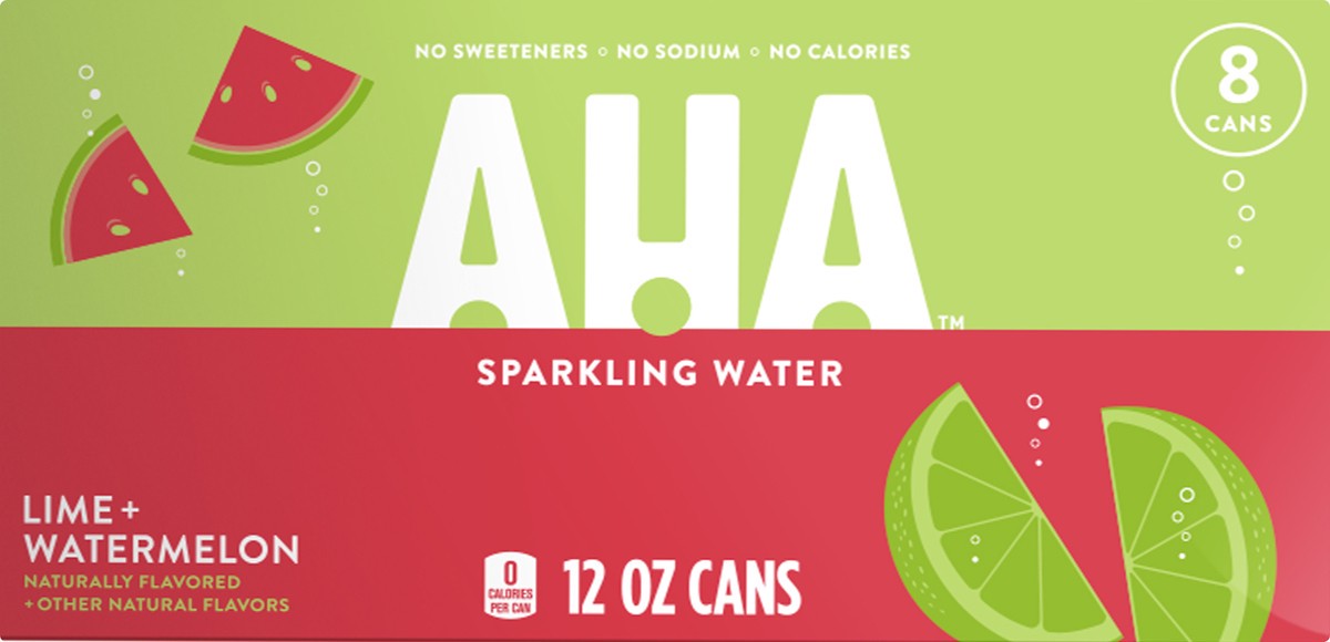 slide 3 of 3, AHA Lime & Watermelon Sparkling Water, 96 fl oz