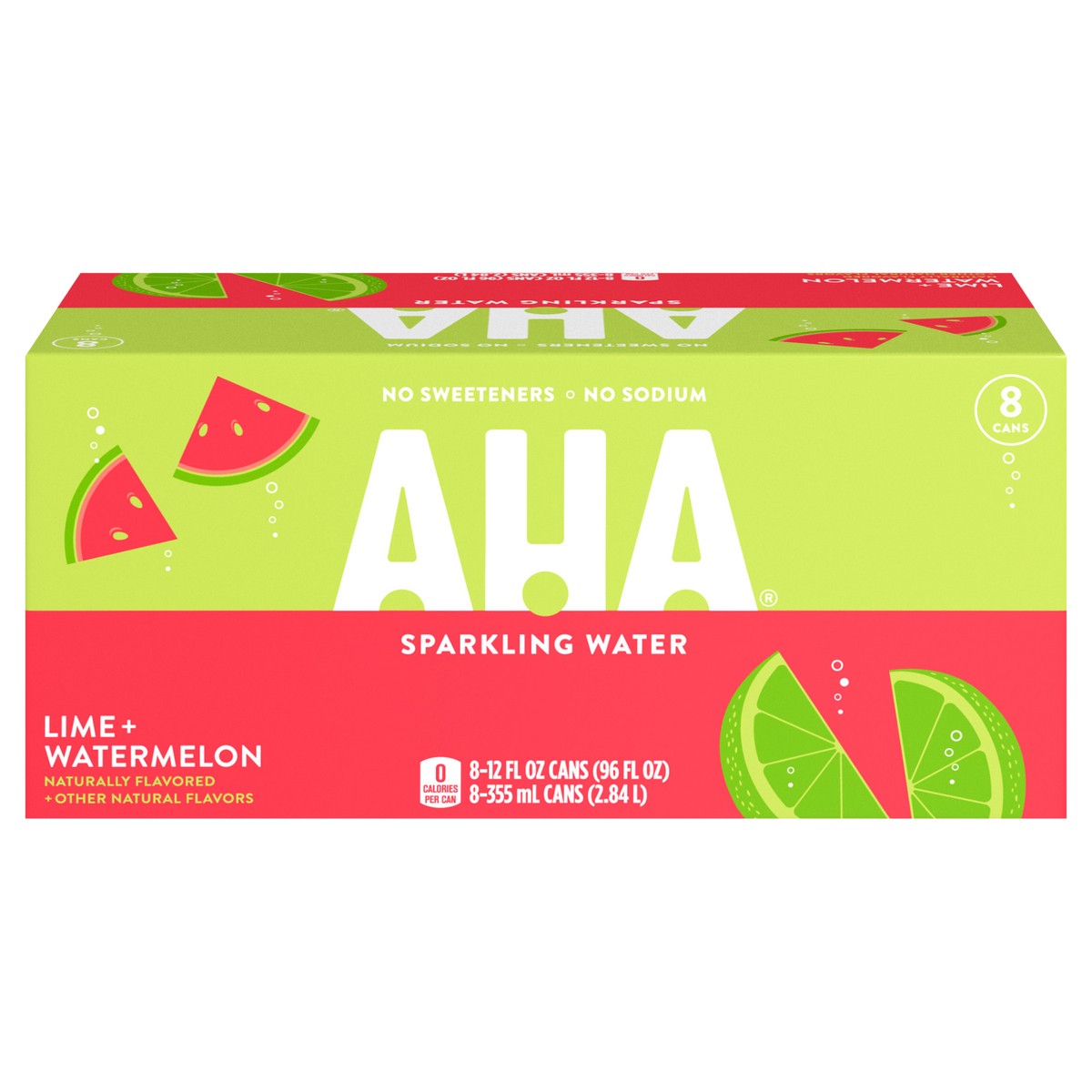 slide 1 of 3, AHA Lime Watermelon Cans, 12 fl oz, 8 Pack, 8 ct; 12 fl oz