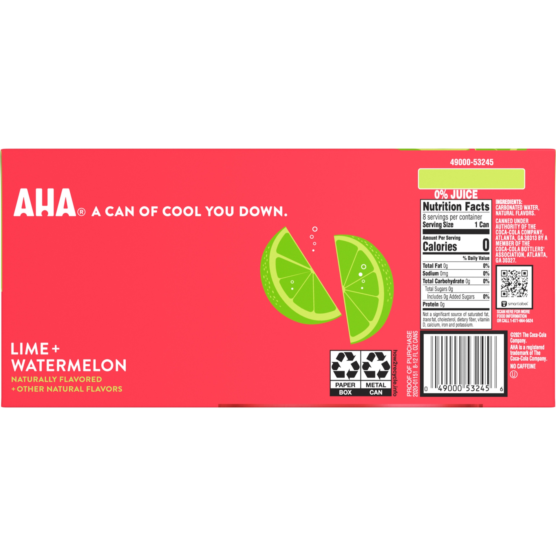 slide 6 of 17, AHA Lime & Watermelon Sparkling Water, 8 ct; 12 fl oz