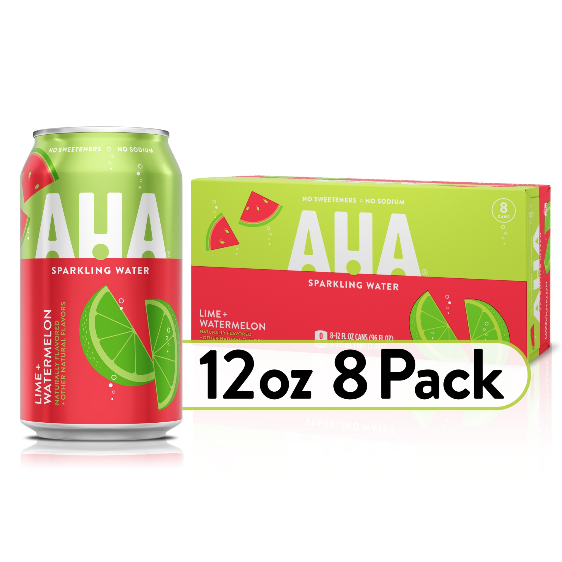 slide 1 of 17, AHA Lime & Watermelon Sparkling Water, 8 ct; 12 fl oz