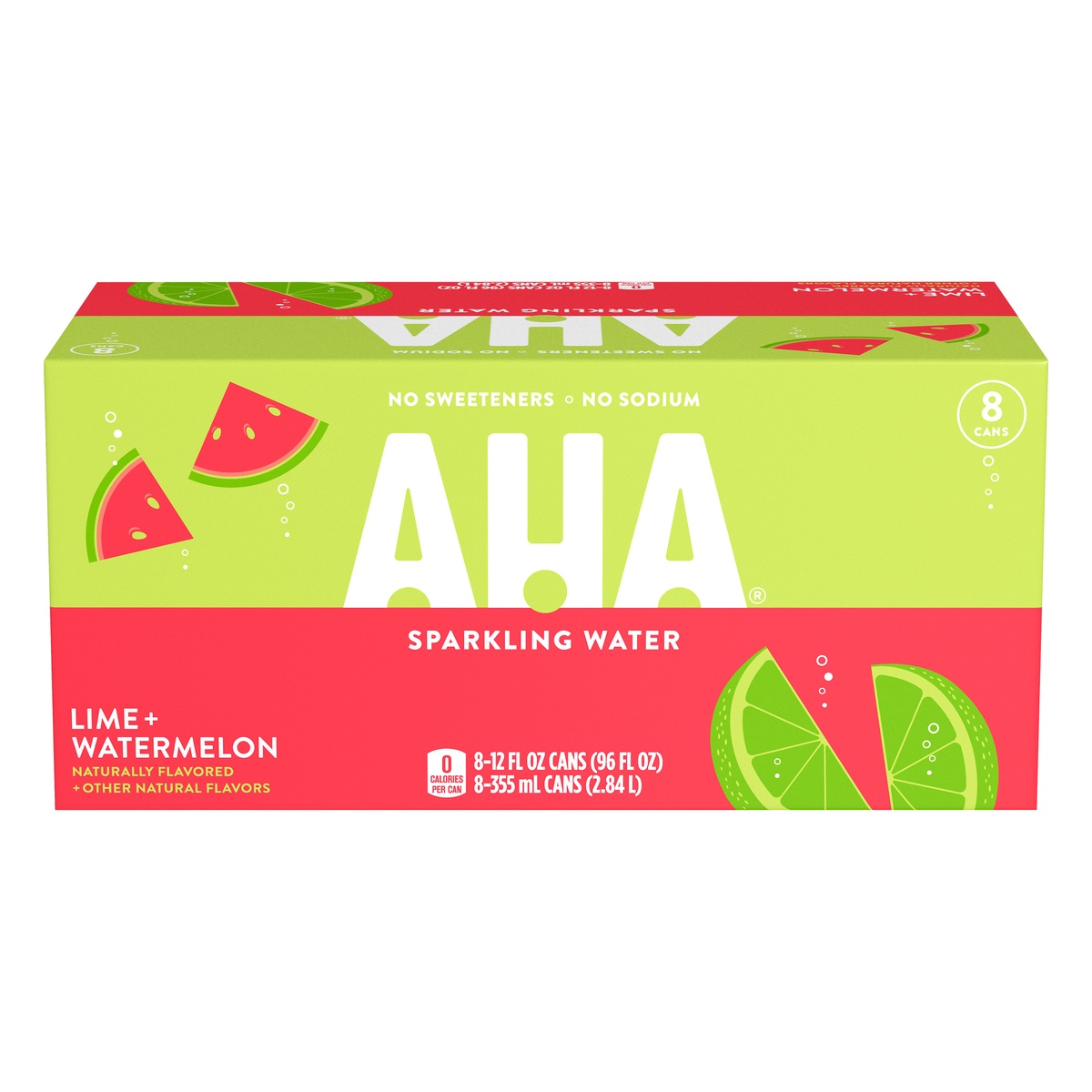slide 1 of 1, Aha Lime Watermelon Cans, 12 fl oz, 8 Pack, 8 ct; 12 fl oz