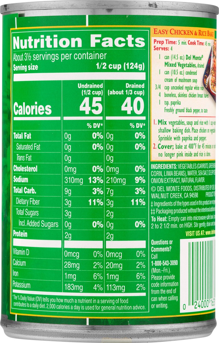 slide 4 of 8, Del Monte Mixed Vegetables 14.5 oz, 14.5 oz