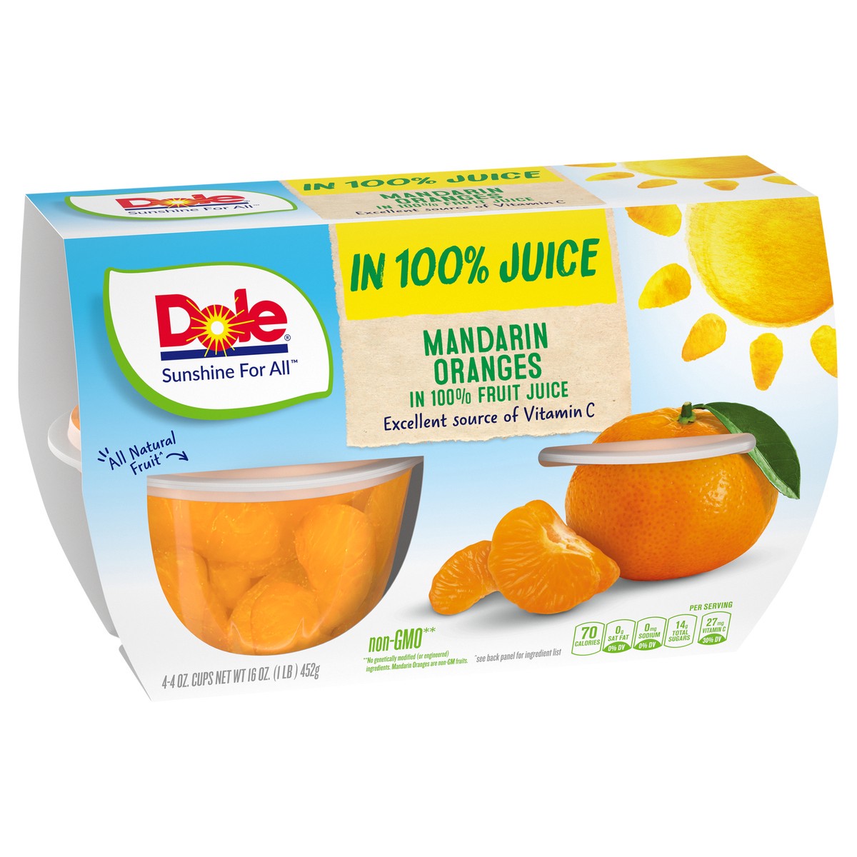 slide 2 of 9, Dole Mandarin Oranges In 100% Juice, 4 ct; 4 oz