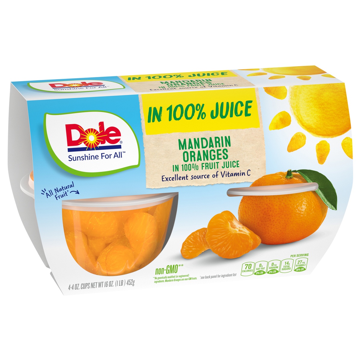slide 2 of 11, Dole Mandarin Oranges In 100 Fruit Juice, 4 ct; 4 oz