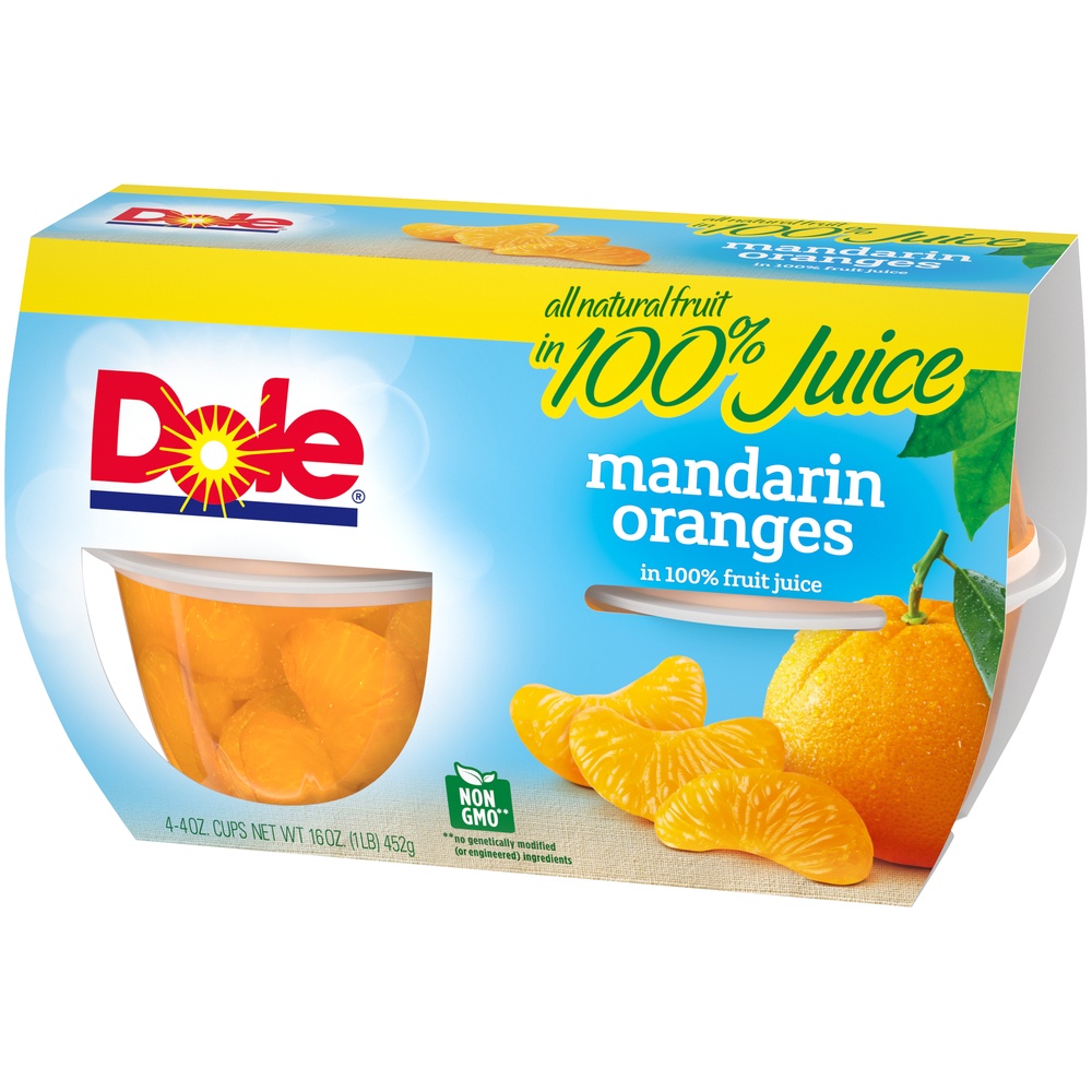 slide 3 of 8, Dole Mandarin Oranges In 100 Fruit Juice, 4 ct; 4 oz