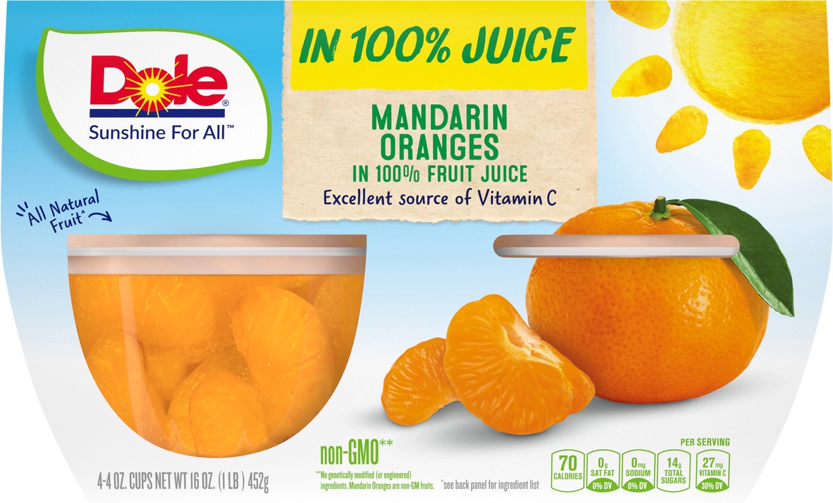 slide 6 of 9, Dole Mandarin Oranges In 100% Juice, 4 ct; 4 oz