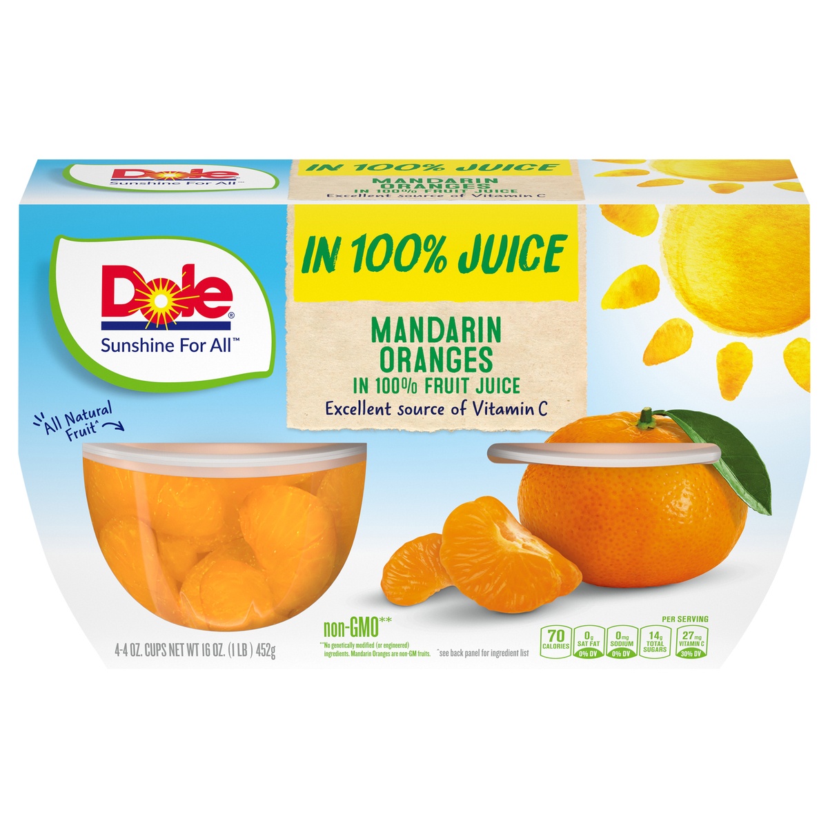 slide 11 of 11, Dole Mandarin Oranges In 100 Fruit Juice, 4 ct; 4 oz