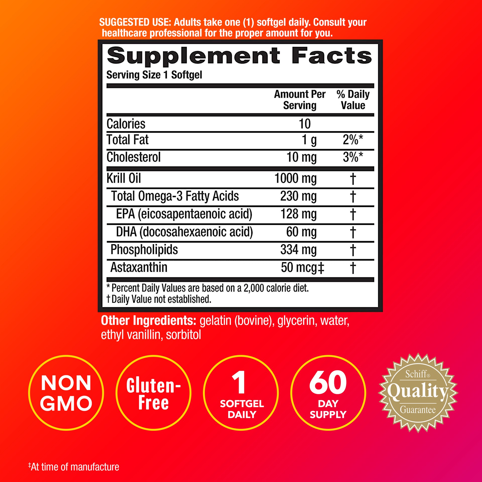 slide 2 of 3, MegaRed 1000mg Ultra Strength Omega-3 Krill Oil, 60 Softgels, 60 ct