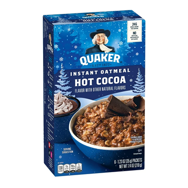 slide 1 of 1, Quaker Hot Cocoa Instant Oatmeal, 7.4 oz