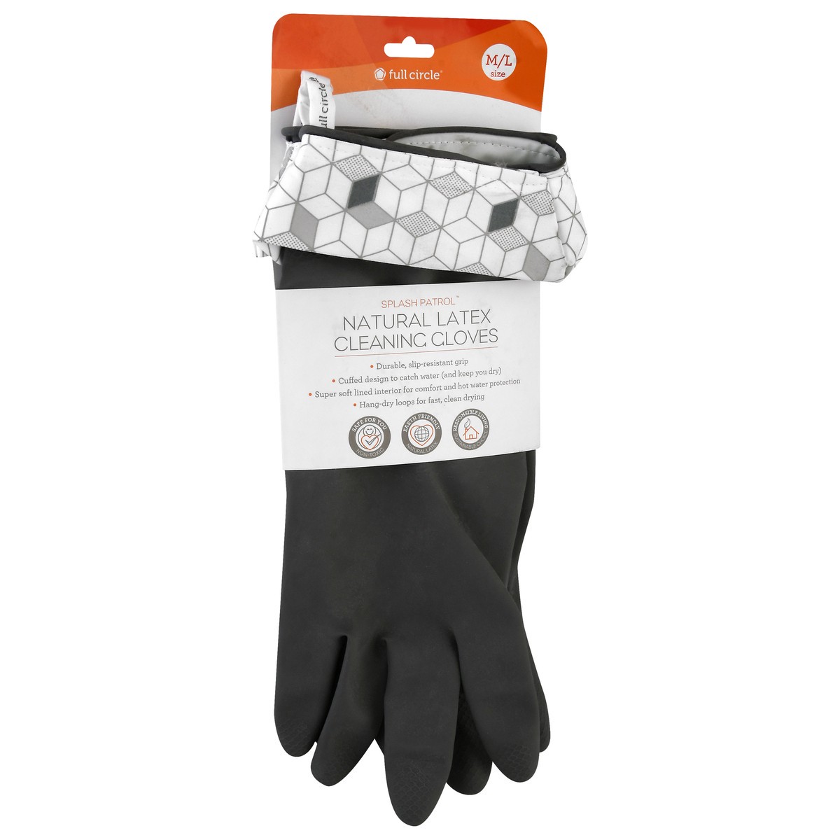 slide 9 of 9, Full Circle Splash Patrol - Natural Latex Cleaning Gloves, 1 ct