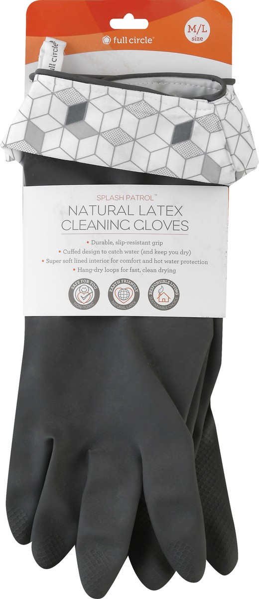 slide 1 of 9, Full Circle Splash Patrol - Natural Latex Cleaning Gloves, 1 ct