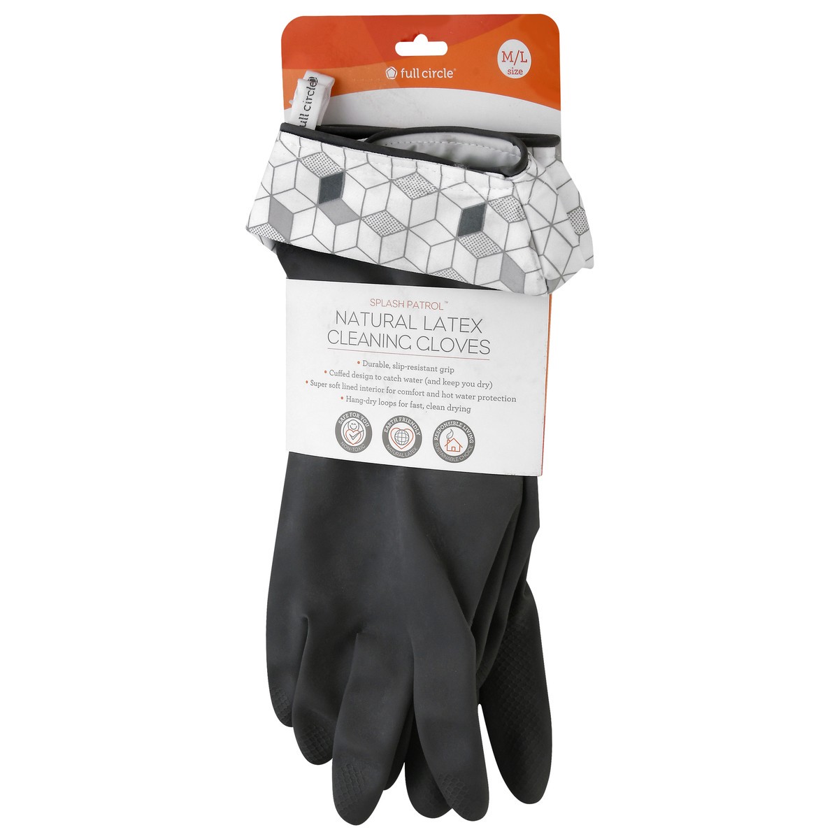 slide 3 of 9, Full Circle Splash Patrol - Natural Latex Cleaning Gloves, 1 ct