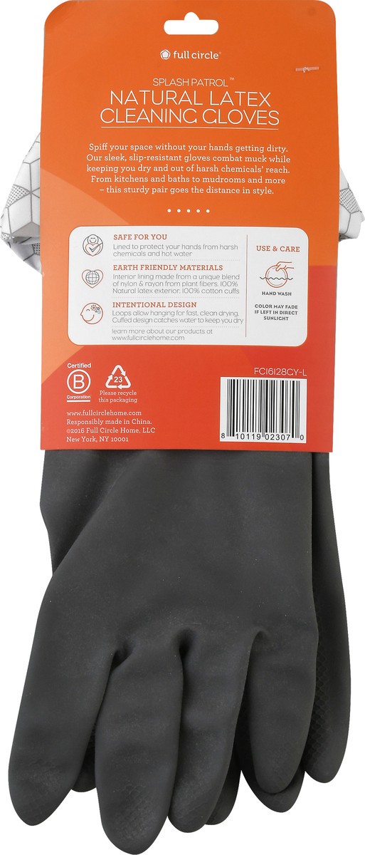 slide 2 of 9, Full Circle Splash Patrol - Natural Latex Cleaning Gloves, 1 ct