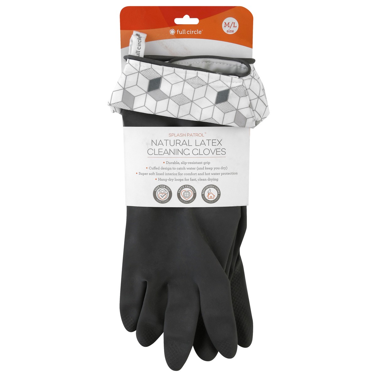 slide 5 of 9, Full Circle Splash Patrol - Natural Latex Cleaning Gloves, 1 ct