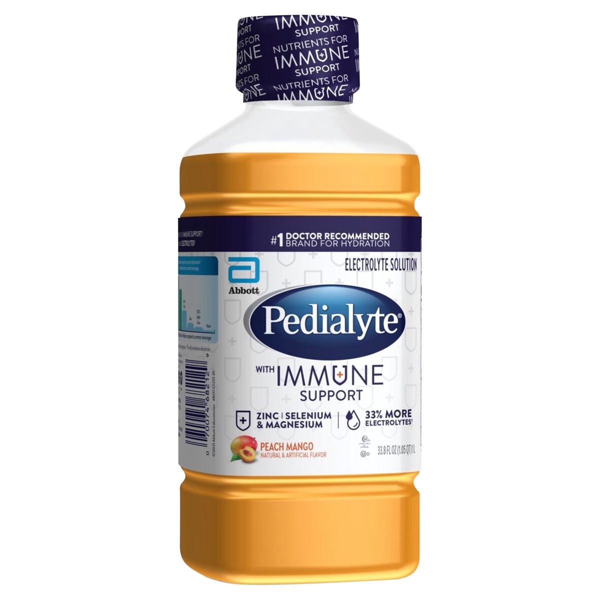 slide 2 of 5, Pedialyte Peach Mango Electrolyte Solution with Immune Support 33.8 fl oz, 33.8 fl oz