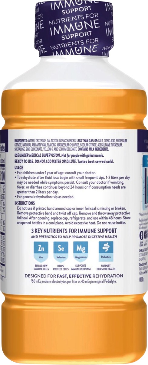 slide 4 of 5, Pedialyte Peach Mango Electrolyte Solution with Immune Support 33.8 fl oz, 33.8 fl oz