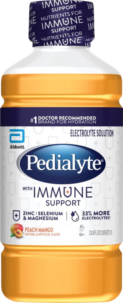 slide 5 of 5, Pedialyte Peach Mango Electrolyte Solution with Immune Support 33.8 fl oz, 33.8 fl oz
