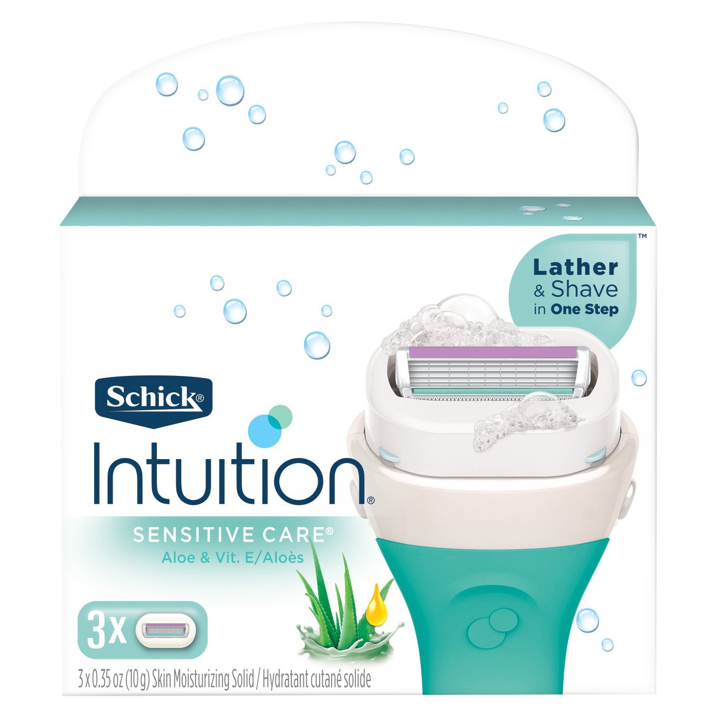 slide 1 of 10, Schick Intuition Sensitive Care With Natural Aloe Women's Razor Blade Refills, 3 ct