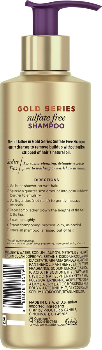 slide 2 of 3, Pantene Gold Series from Pantene Sulfate-Free Shampoo with Argan Oil for Curly, Coily Hair, 8.5 fl oz, 8.5 fl oz