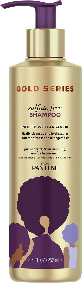 slide 3 of 3, Pantene Gold Series from Pantene Sulfate-Free Shampoo with Argan Oil for Curly, Coily Hair, 8.5 fl oz, 8.5 fl oz