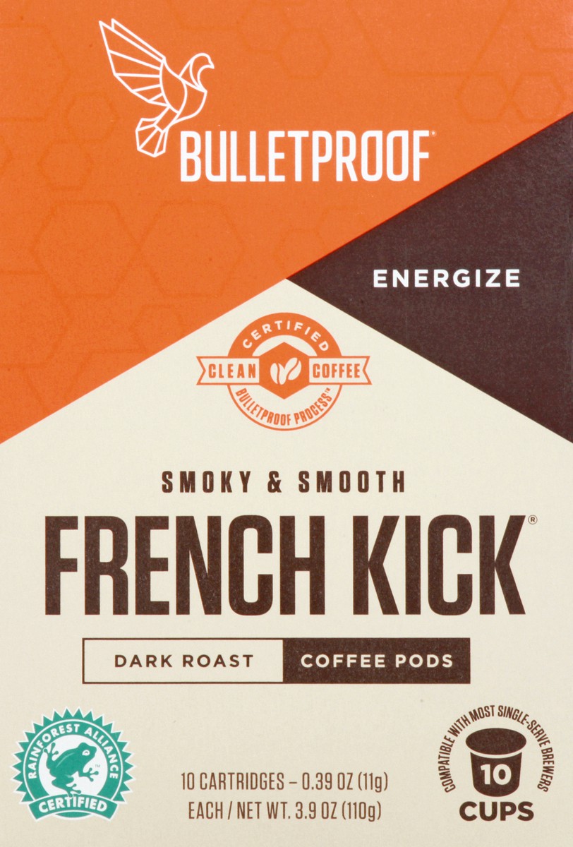 slide 6 of 9, Bulletproof Smoky & Smooth French Kick Dark Roast Pods Coffee 10 ea, 10 ct