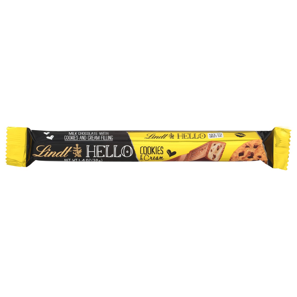 slide 13 of 13, Lindt Hello Cookies and Cream Milk Chocolate 1.4 oz, 1.4 oz