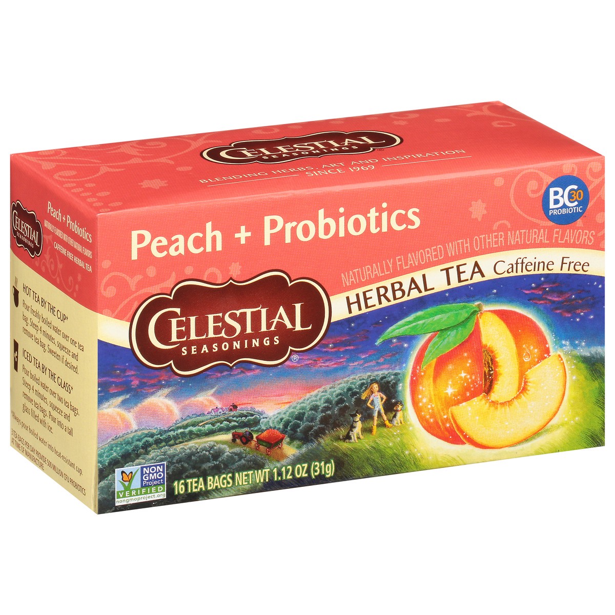 slide 8 of 9, Celestial Seasonings Herbal Peach Probiotic - 16 ct, 16 ct