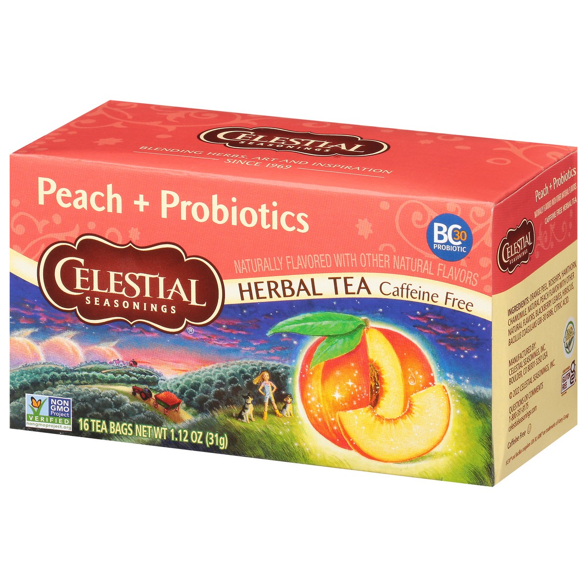 slide 6 of 9, Celestial Seasonings Herbal Peach Probiotic - 16 ct, 16 ct