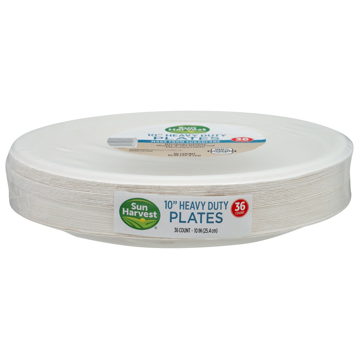 slide 2 of 8, Sun Harvest Biodegradable 10 Inch Plates, 36 ct
