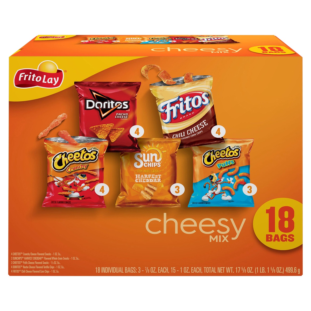 slide 1 of 11, Frito-Lay Cheesy Mix Variety Pack Chips, 18 ct