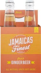 Jamaica's Finest Peach Ginger Beer, 4 x 12 fl oz