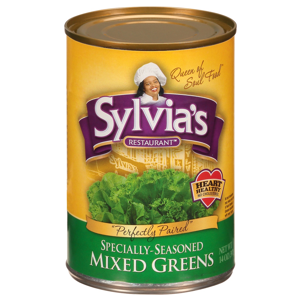 slide 1 of 1, Sylvia's Specially-Seasoned Mixed Greens, 14 oz