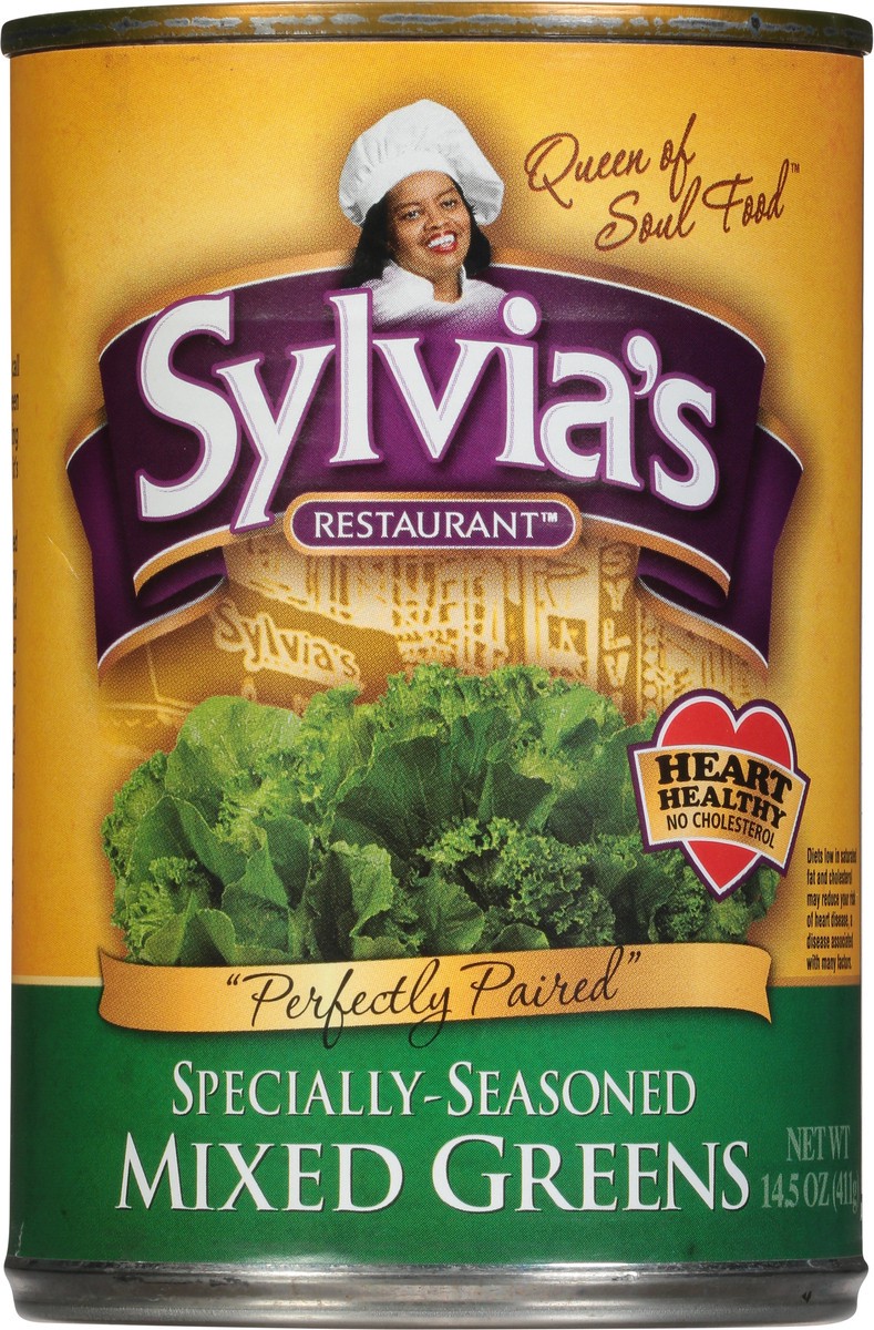 slide 2 of 12, Sylvia's Restaurant Specially-Seasoned Mixed Greens 14.5 oz, 14 oz