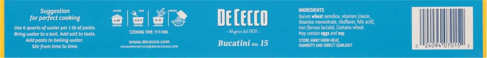 slide 5 of 6, De Cecco Slow Dried No. 15 Bucatini 1 lb, 1 lb