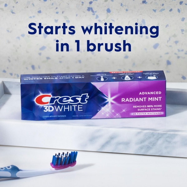 slide 5 of 29, Crest 3DWhite Advanced Teeth Whitening Toothpaste\, Radiant Mint\, 4.9 oz, 4.9 oz