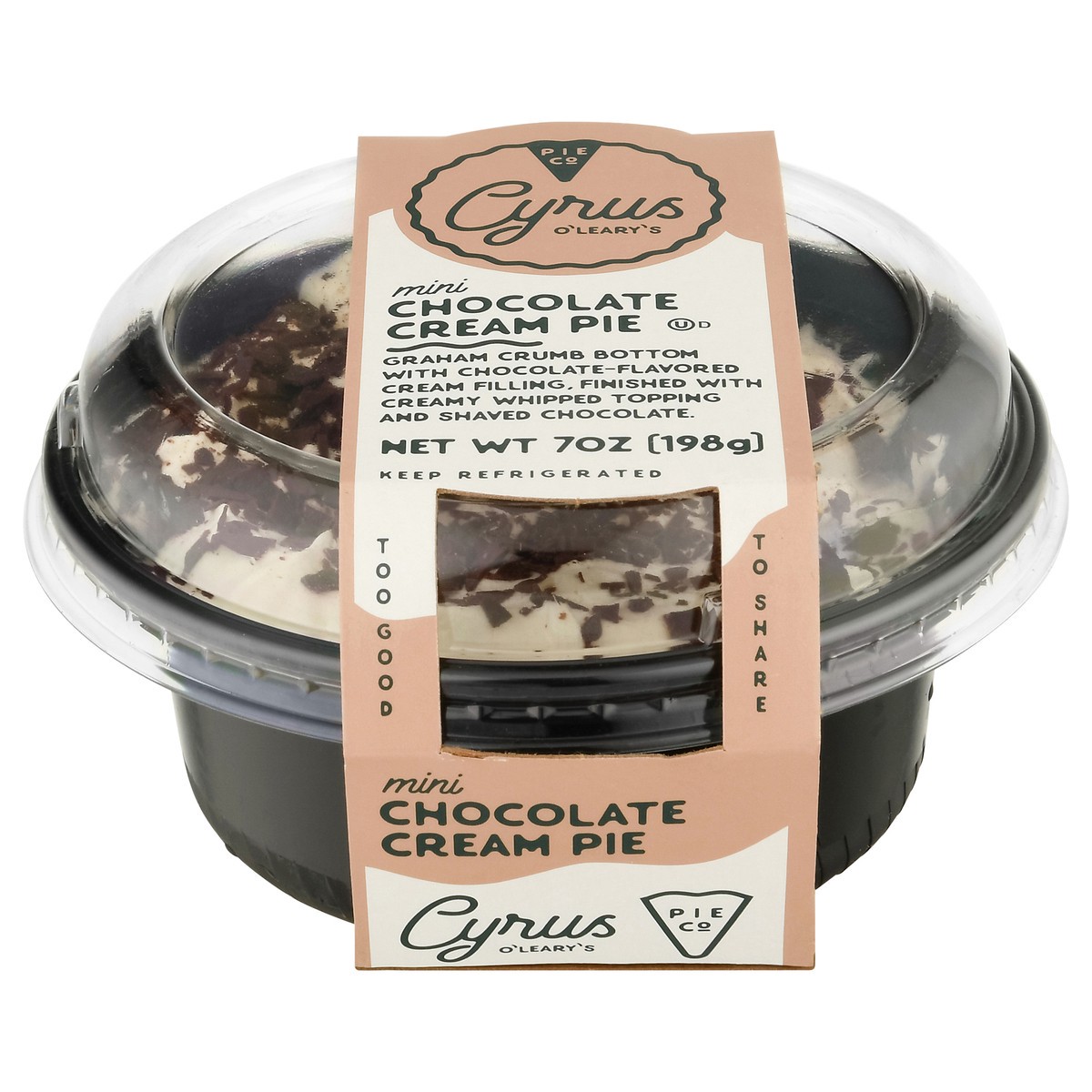 slide 1 of 14, Cyrus O'Learys Chocolate Cream Pie, Single Serve, 7 oz