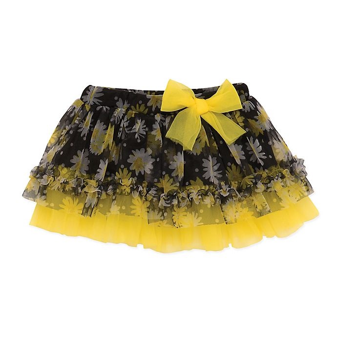 slide 1 of 1, Baby Starters Newborn Daisy Print Bow Tutu - Black/Yellow, 1 ct