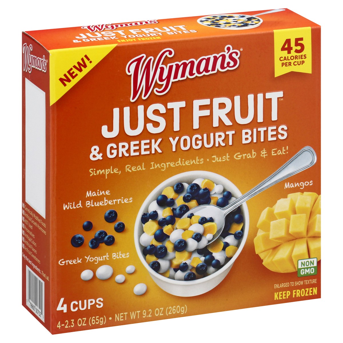 slide 2 of 9, Wyman's Maine Wild Blueberries, Mangos Just Fruit & Greek Yogurt Bites 4 ea, 4 ct