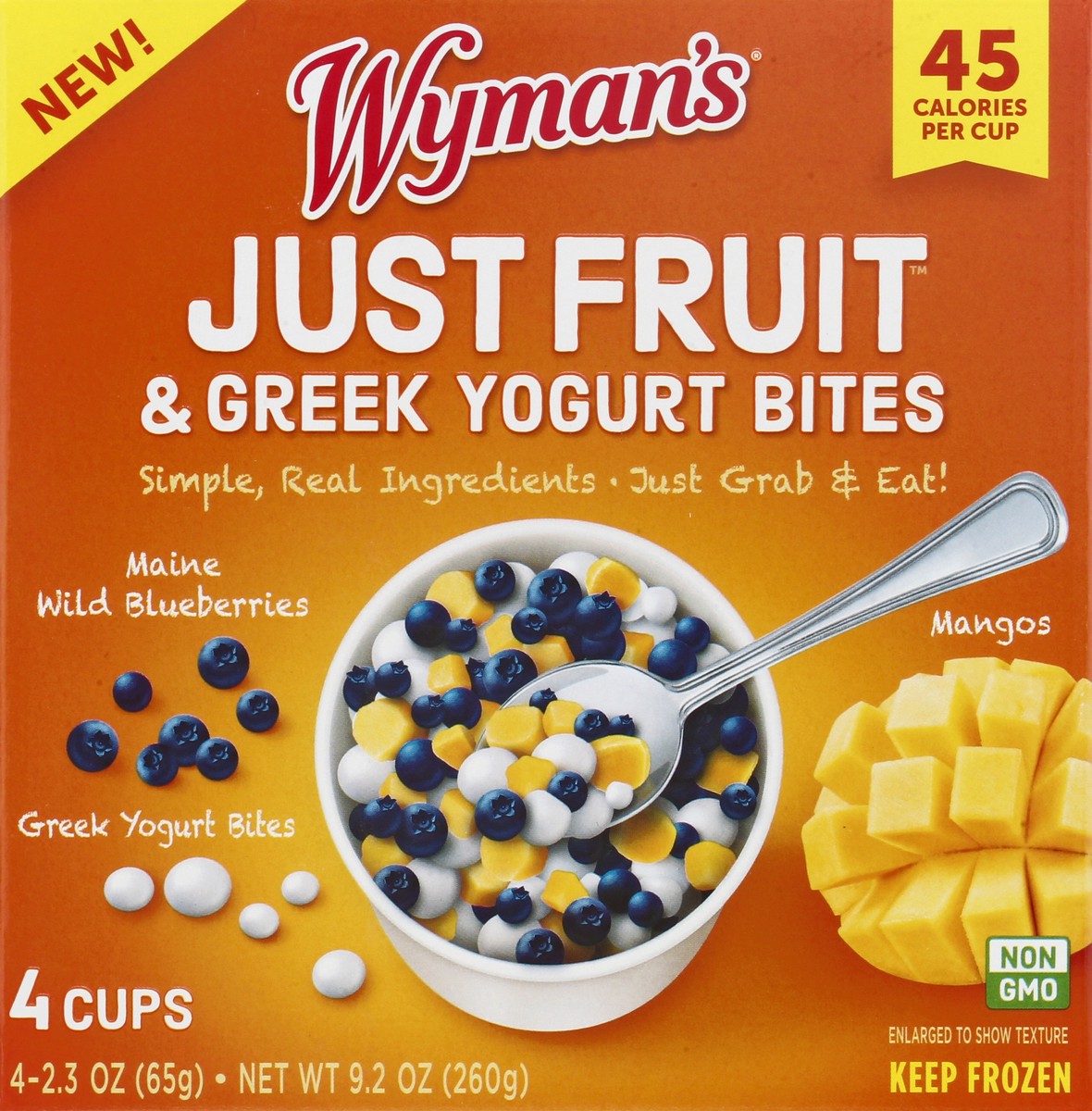 slide 6 of 9, Wyman's Maine Wild Blueberries, Mangos Just Fruit & Greek Yogurt Bites 4 ea, 4 ct