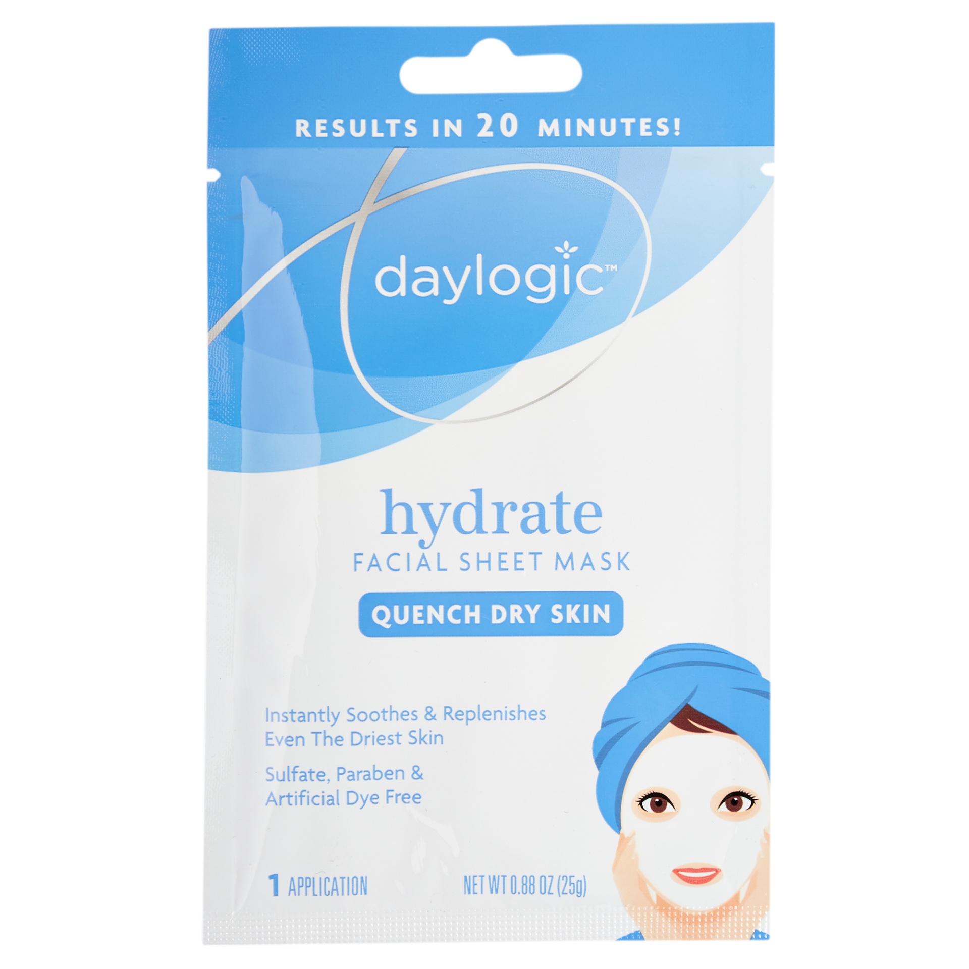 slide 1 of 2, Daylogic Hydrate Facial Sheet Mask Hydrating, 1 ct