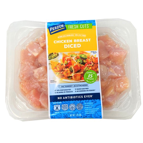 slide 1 of 4, PERDUE FRESH CUTS Diced Boneless Skinless Chicken Breast, 1.25 lb, 1.25 lb