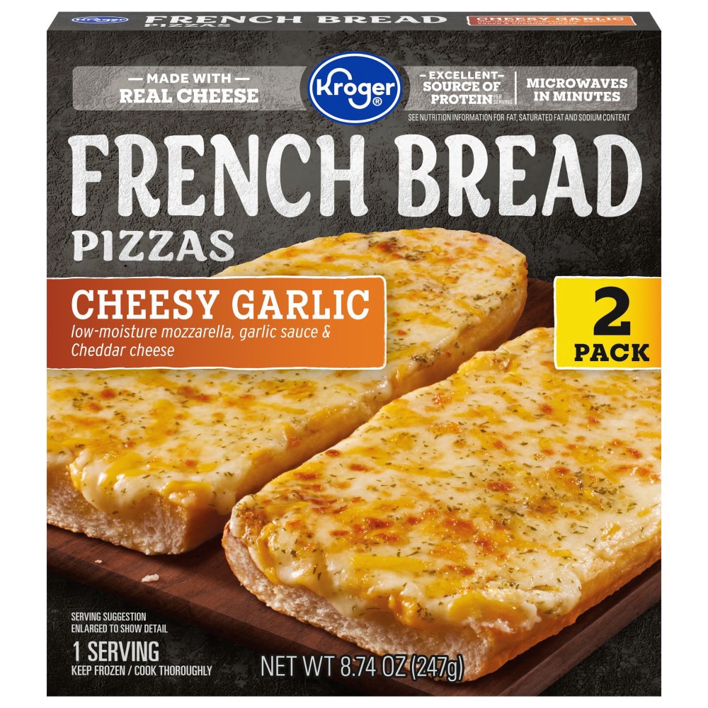 slide 2 of 2, Kroger French Bread Cheesy Garlic Pizzas 2 Pack, 8.74 oz