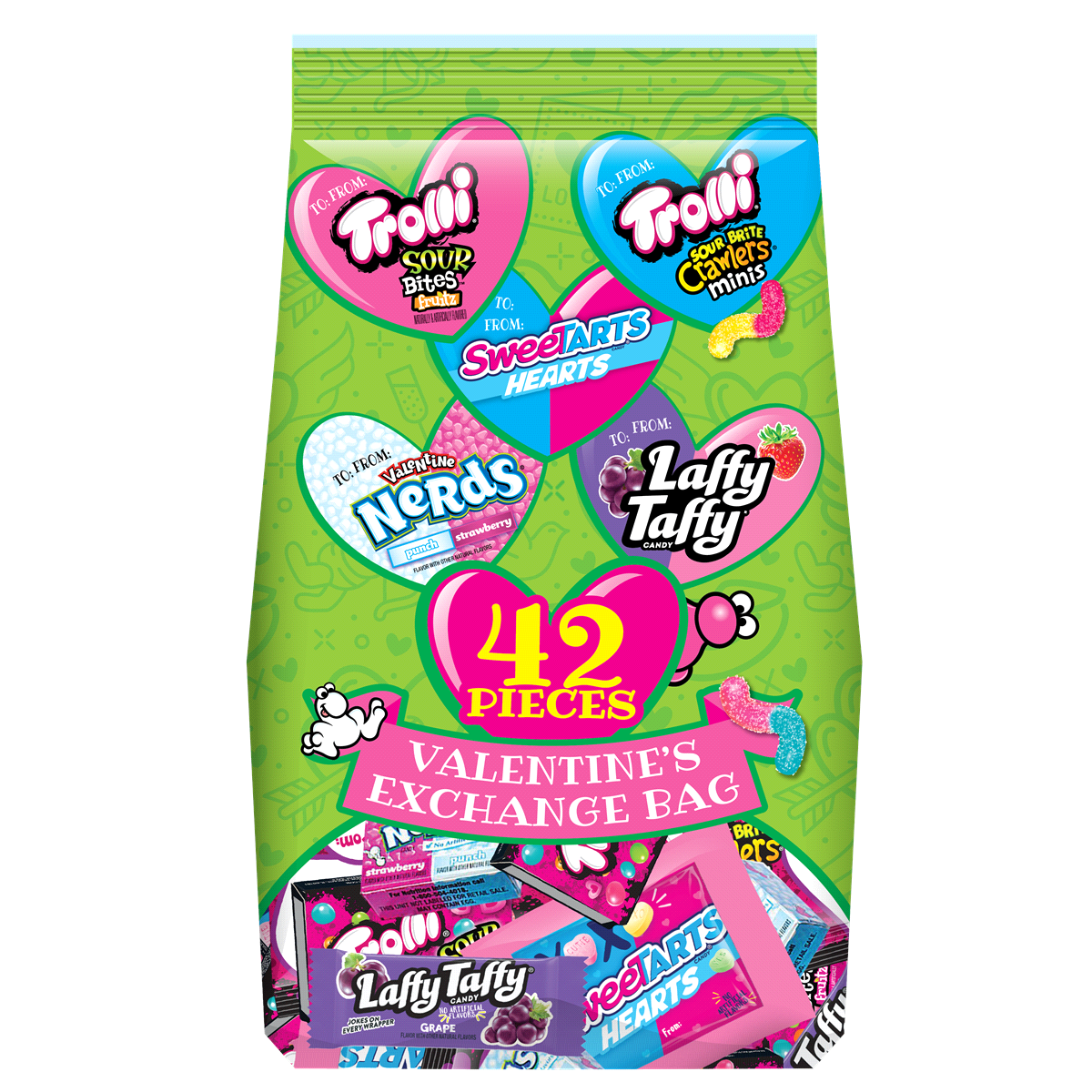 slide 1 of 1, Trolli Valentine's Assortment Exchange Bag, 42 ct