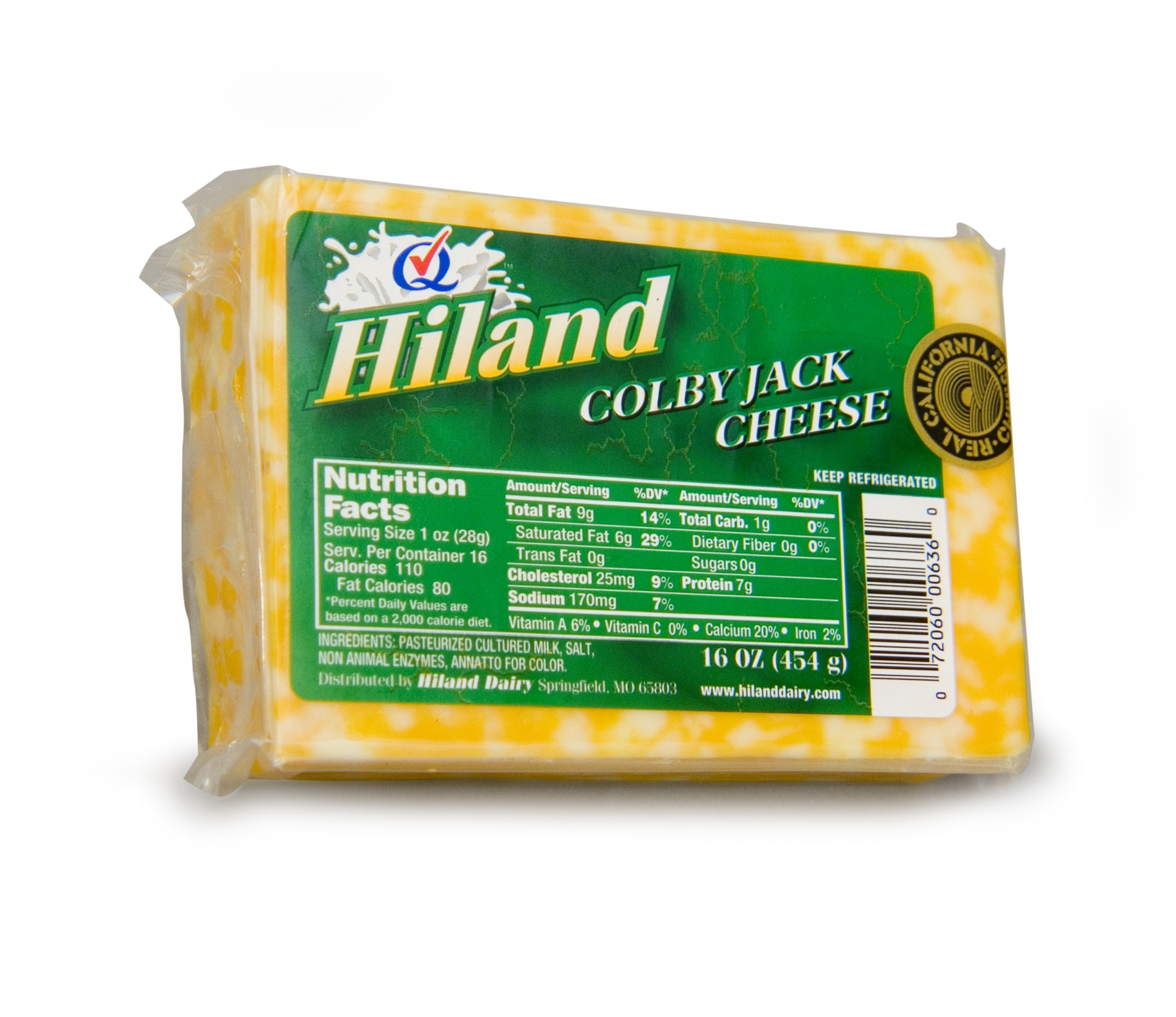 slide 1 of 1, Hiland Dairy Chunk Cheese Colby Jack, 16 oz